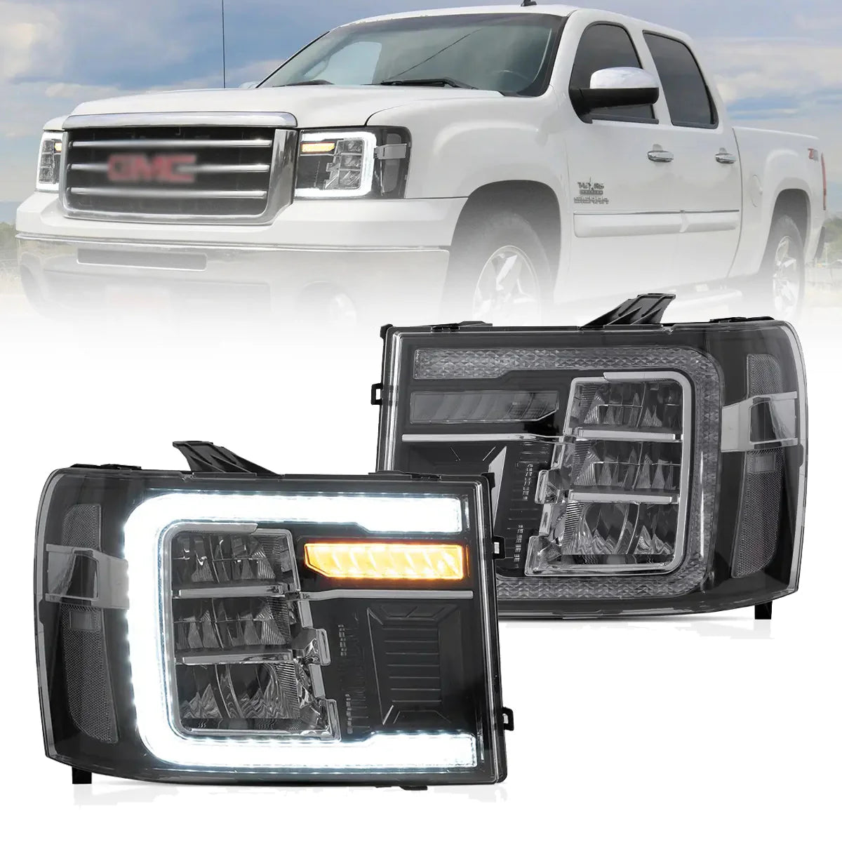 GMC Sierra 1500 2500HD 3500HD LED Headlights 2007 - 2013